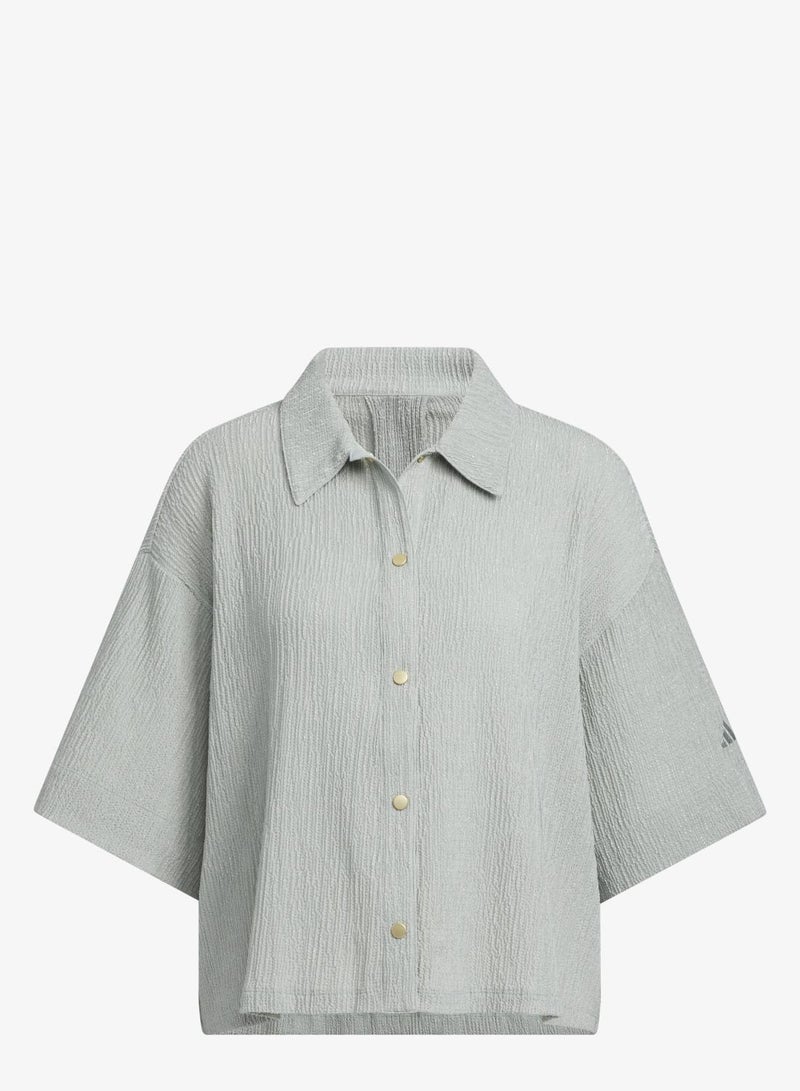 اديداس قميص بأكمام قصيرة SOFTLUX SHEER LOOSE FIT COLLAR - Image 2